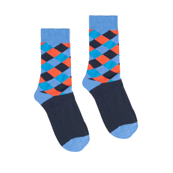 Partisan Socks - Argyle - Navy / Blue / Orange