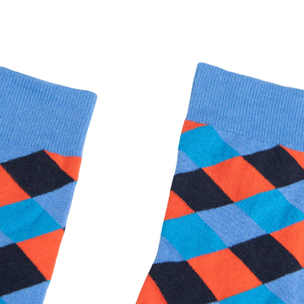 Partisan Socks - Argyle - Navy / Blue / Orange - view 2