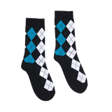 Partisan Socks - Multi Argyle Print - Black / White / Teal