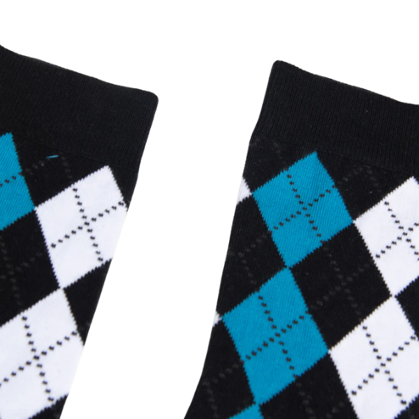Partisan Socks - Multi Argyle Print - Black / White / Teal - view 2
