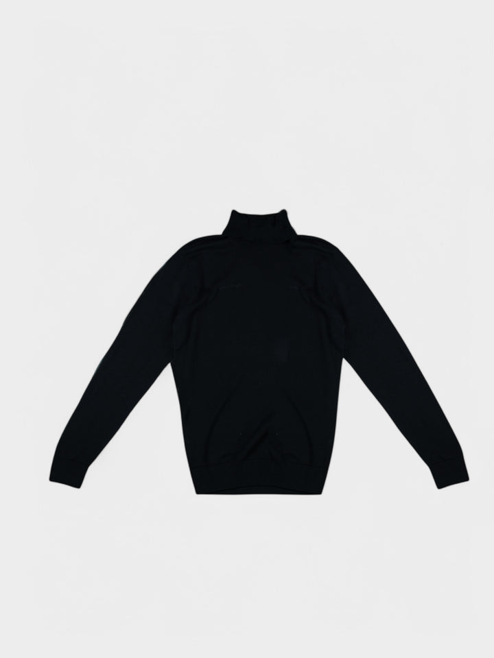 KNIT ROLL NECK JUMPER - BLACK