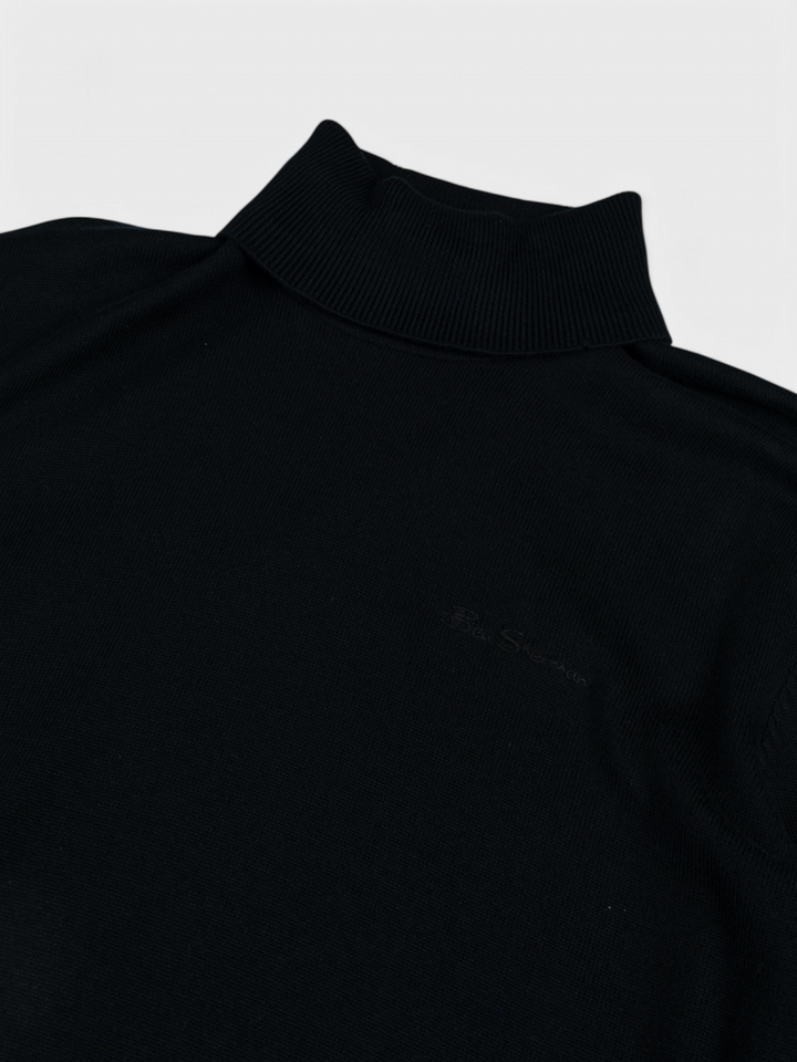 KNIT ROLL NECK JUMPER - BLACK