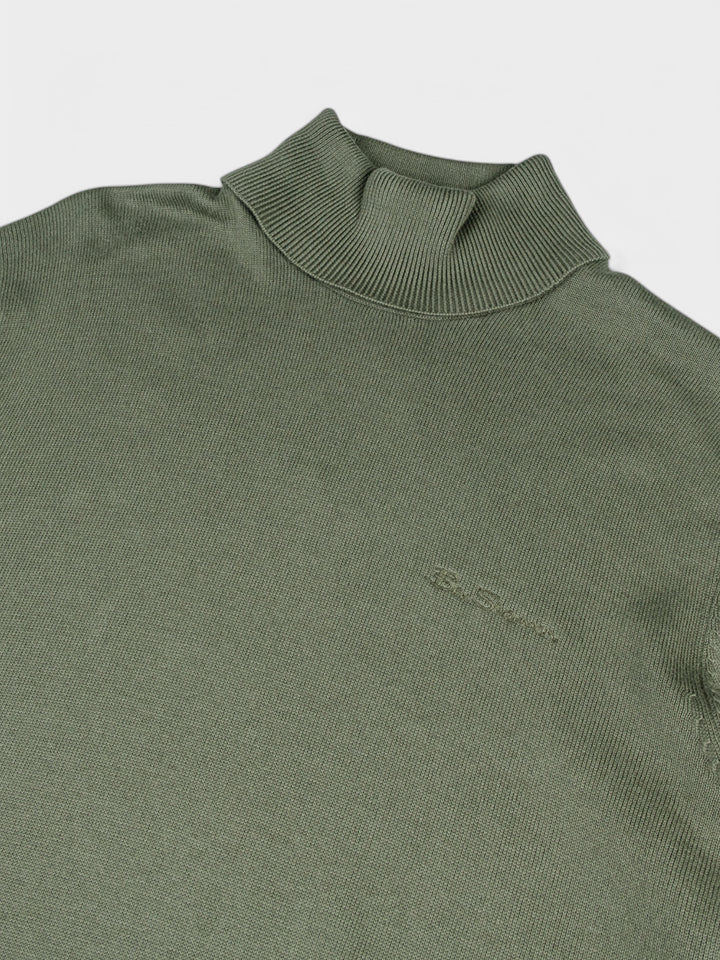 KNIT ROLL NECK JUMPER - OLIVE NIGHT