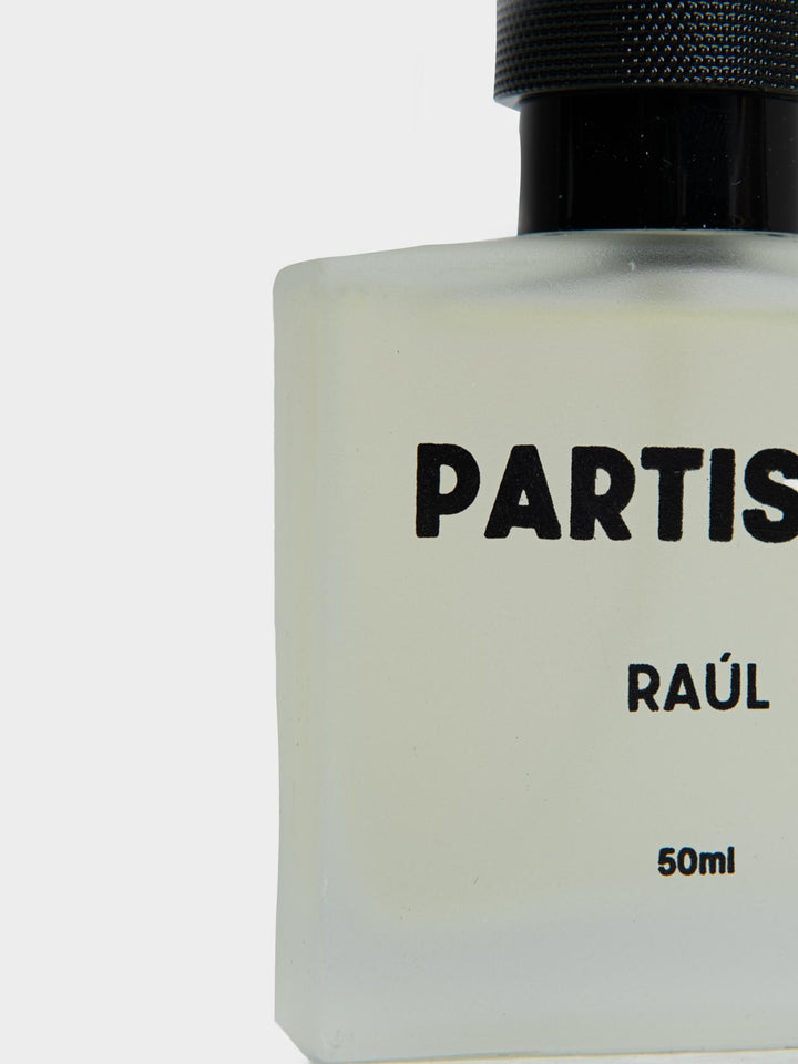 Raul Iron Flame Eau de Parfum 50ml by Partisan and Co – close-up bottle label