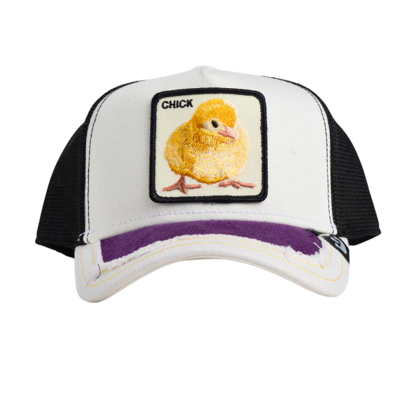 SILKY CHICK DISTRESSED TRUCKER - PURPLE / BLACK