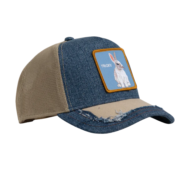 SILKY RABBIT DISTRESSED TRUCKER - DENIM / STONE