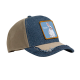 SILKY RABBIT DISTRESSED TRUCKER - DENIM / STONE