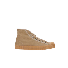 Partisan and Co Star Dribble 16 high-top sneaker in sesame – cotton canvas upper with natural rubber sole, side profile view