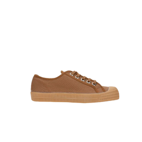 Partisan and Co Star Master 48 low-top sneaker in mocha – 100% cotton upper with natural rubber sole, side profile view