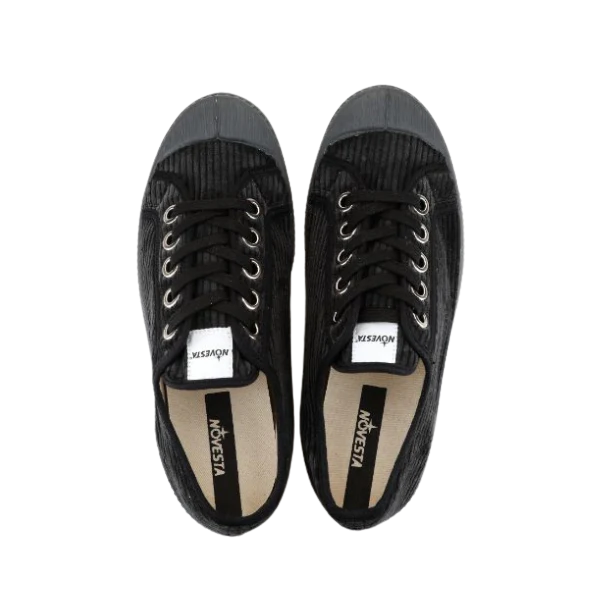 Top view of Novesta Star Master Cord sneakers in Dark Grey corduroy with matching laces