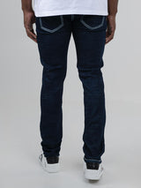 Saddle Stitch Slim Fit Denim - Dark Navy