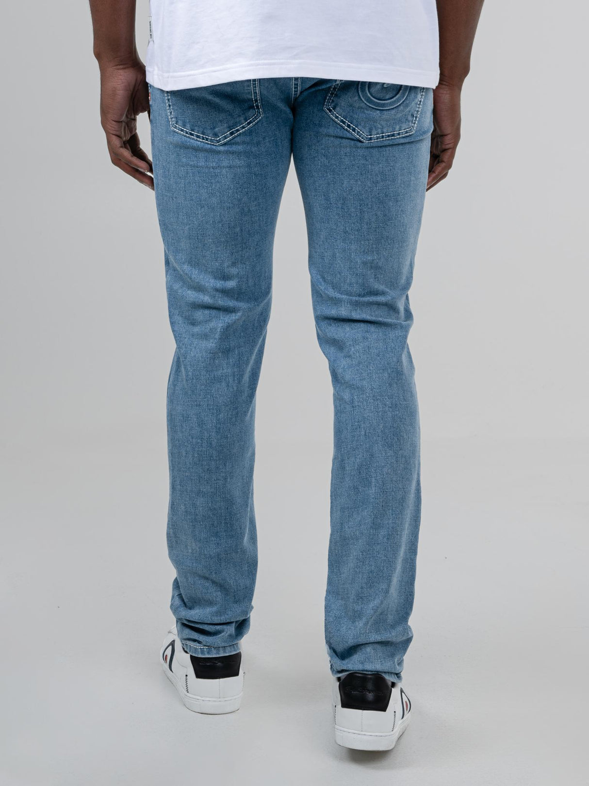 Saddle Stitch Slim Fit Denim - Light Blue