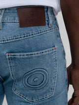 Saddle Stitch Slim Fit Denim - Light Blue