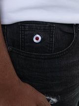 ABRASION DENIM SLIM FIT - Black