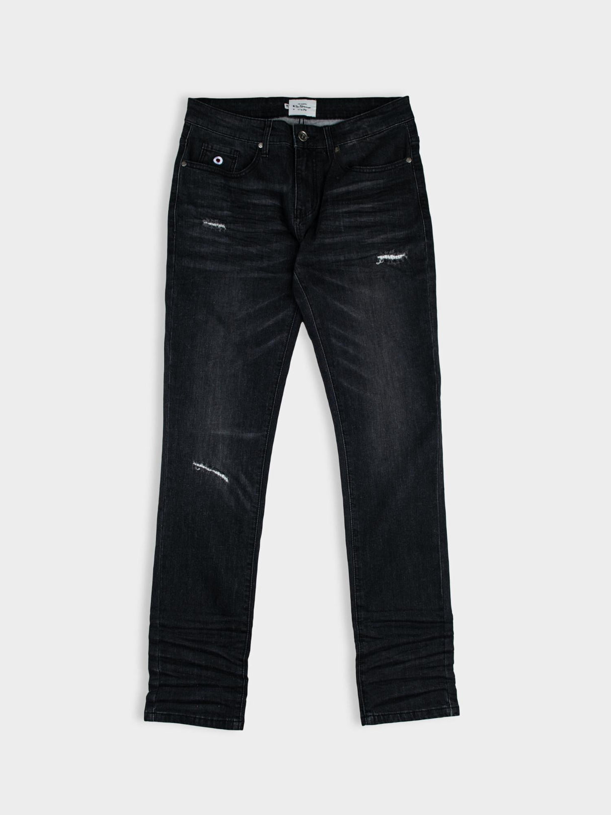 ABRASION DENIM SLIM FIT - Black
