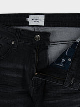 ABRASION DENIM SLIM FIT - Black