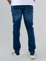 ABRASION DENIM SLIM FIT - Dark Blue