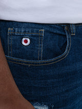 ABRASION DENIM SLIM FIT - Dark Blue