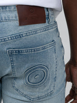 ABRASION DENIM SLIM FIT - Light Blue