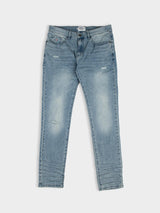 ABRASION DENIM SLIM FIT - Light Blue