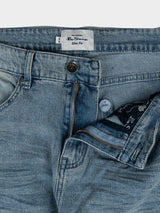 ABRASION DENIM SLIM FIT - Light Blue
