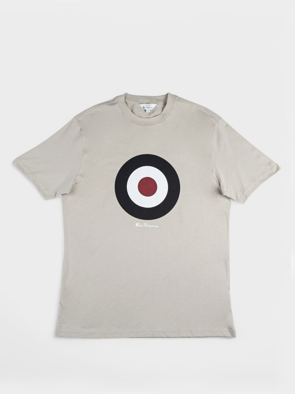 Ben Sherman Sustained Grey Target Tee - Flat Lay Ghost Mannequin View Showcasing Crewneck Design
