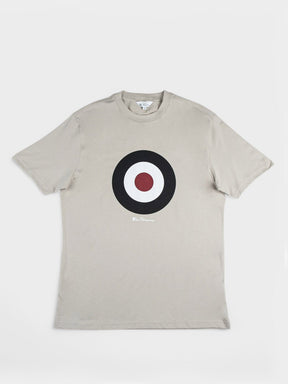 Ben Sherman Sustained Grey Target Tee - Flat Lay Ghost Mannequin View Showcasing Crewneck Design
