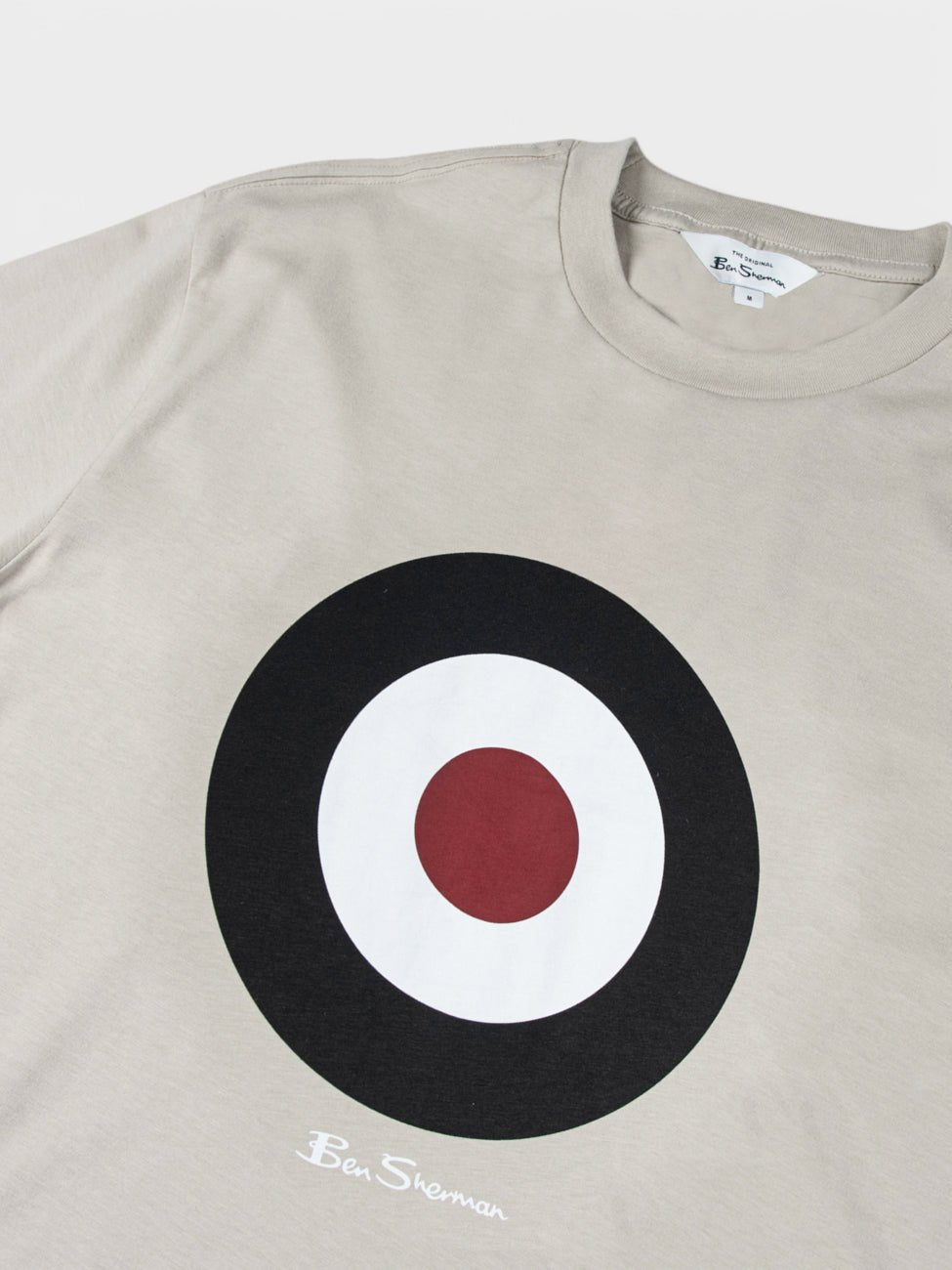 Ben Sherman Sustained Grey Target Tee - Flat Lay Close-Up of Iconic Concentric Circle Target Print
