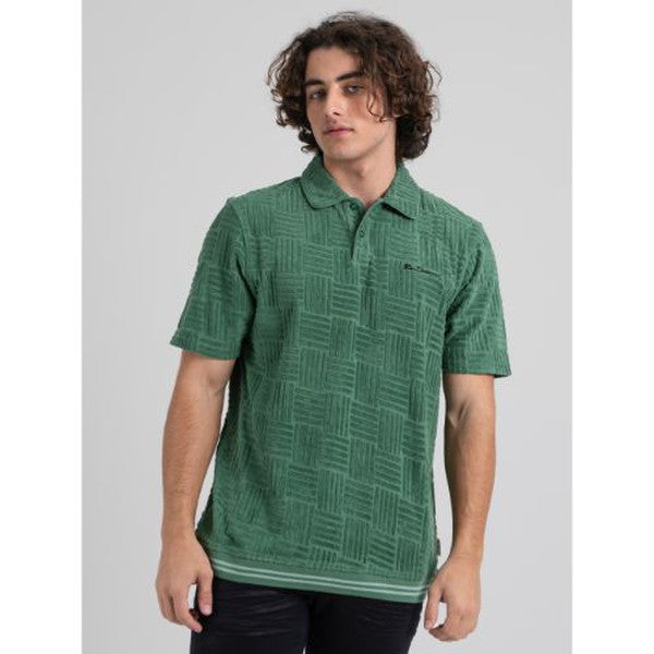 Terry Textured Polo - Rich Fern