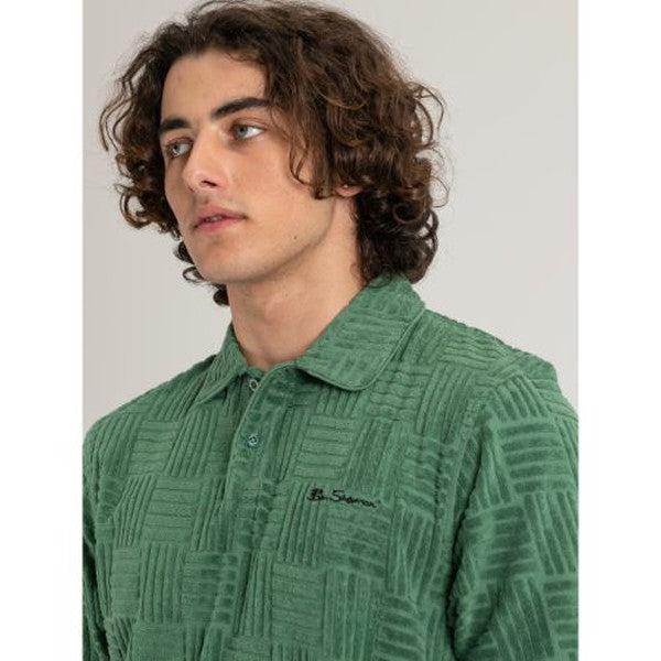 Terry Textured Polo - Rich Fern