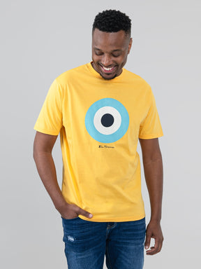 Ben Sherman Target Tee in Banana yellow – men's crewneck t-shirt with iconic target chest print, front view
