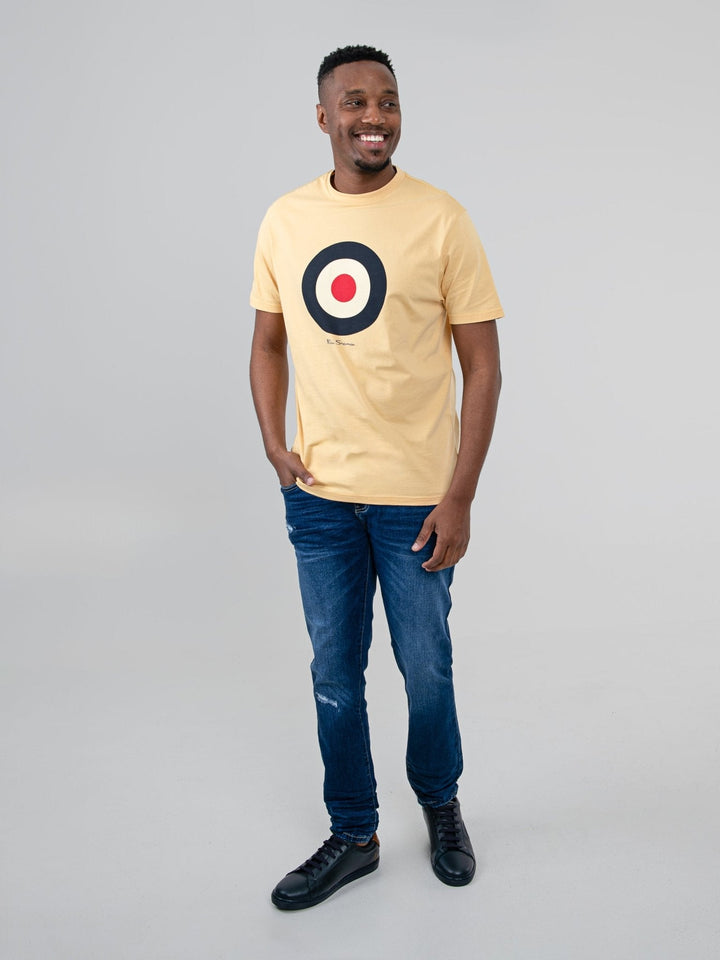 Ben Sherman Target Tee in New Wheat – full body front view, men&