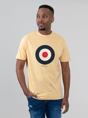 Ben Sherman Target Tee in New Wheat – men's crewneck t-shirt with iconic target chest print, front view