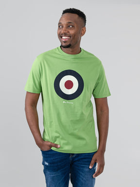 Ben Sherman Target Tee in Piquant Green – men's crewneck t-shirt with iconic target chest print, front view