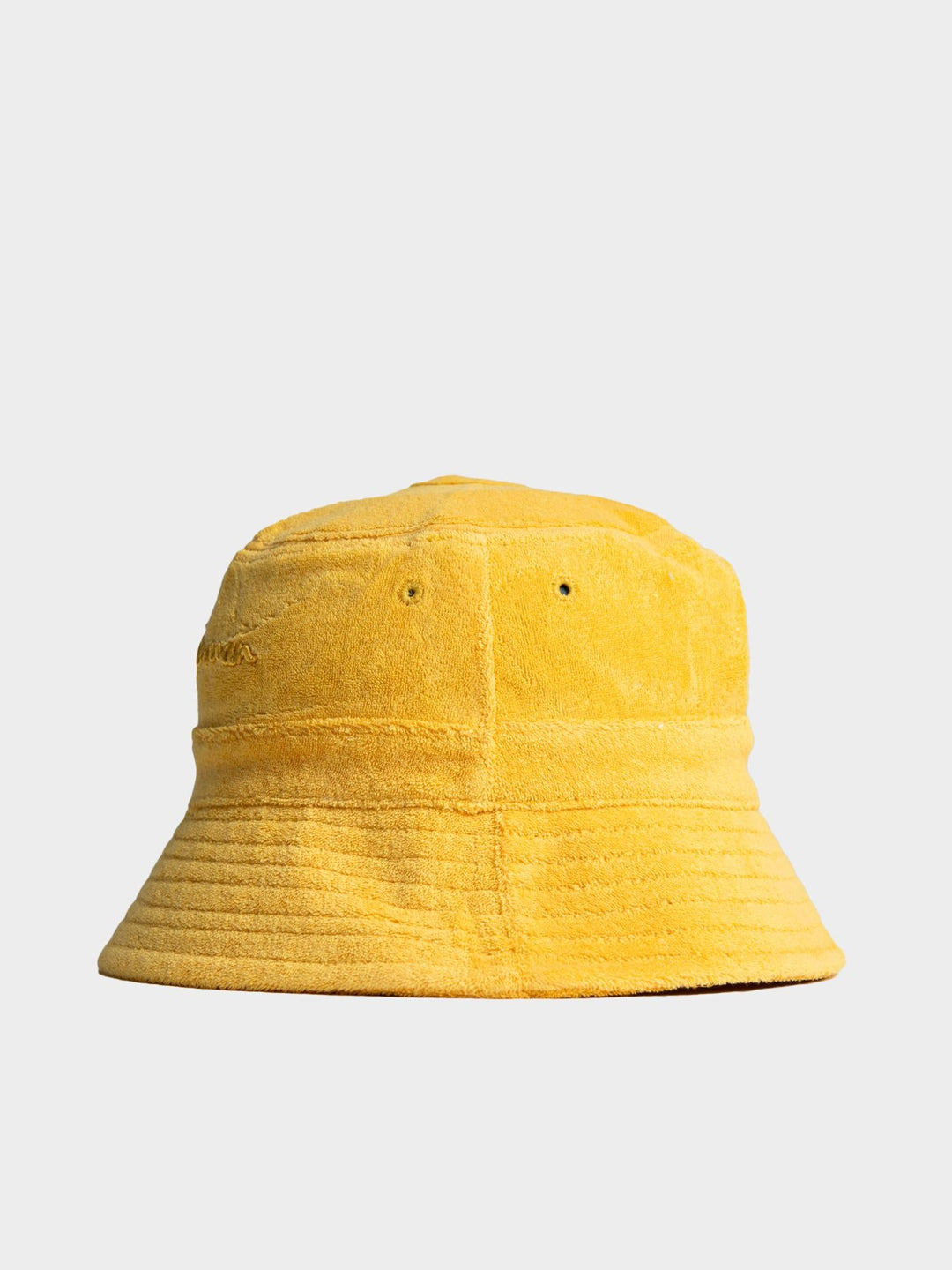 Ben Sherman Target Towelling Bucket Hat in Banana - soft yellow terrycloth bucket hat, back view showing relaxed silhouette