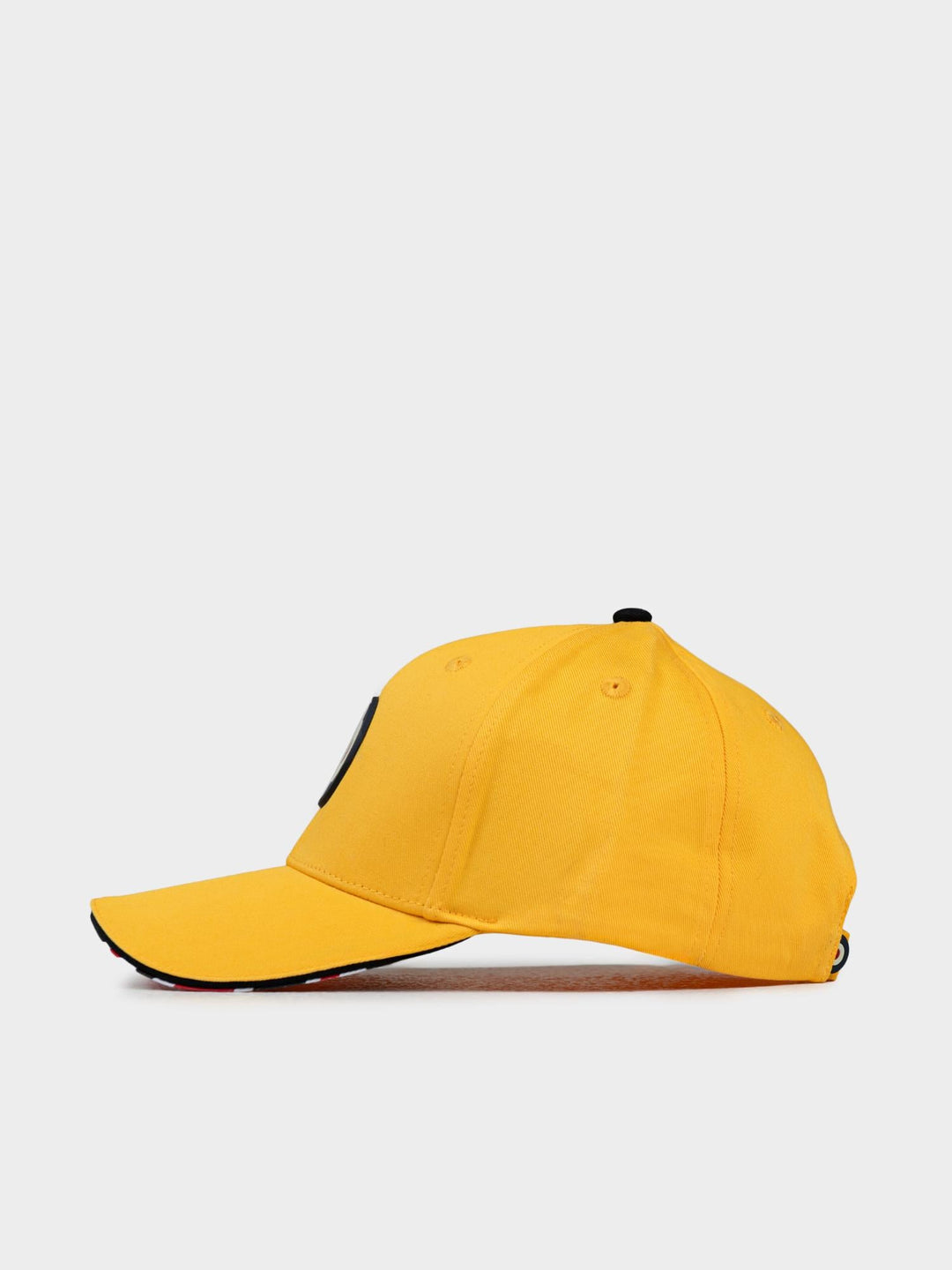 Ben Sherman Targy Peak Cap in Banana - yellow cotton baseball cap, side profile view showing adjustable closure