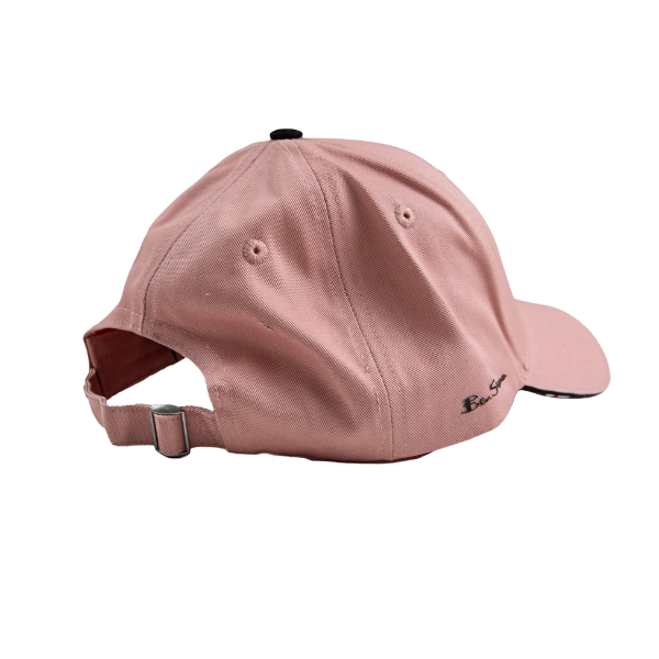 Side and back view of Ben Sherman Targy Peak Cap in Light Pink showing adjustable hook-and-loop strap