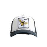 Front view of Goorin Bros The Queen Bee Black/White Mesh Cap