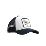 Side view of Goorin Bros The Queen Bee Black/White Mesh Cap