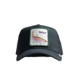 Front view of Goorin Bros The Trout Fish Black Mesh Cap