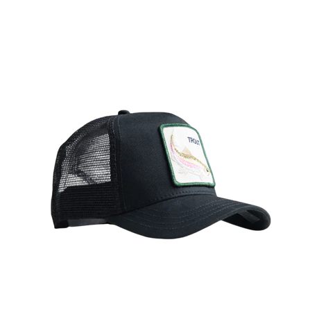 Side view of Goorin Bros The Trout Fish Black Mesh Cap