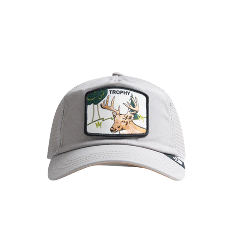 Front view of Goorin Bros Thisaway Trucker Grey Mesh Cap