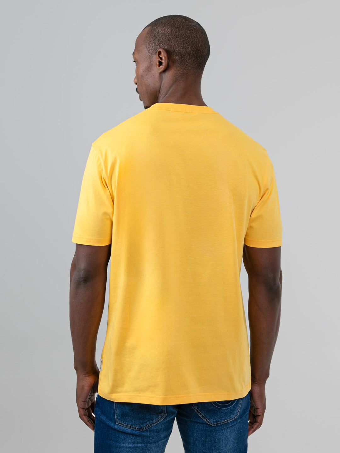 Ben Sherman Trio Embossed Bears T-shirt in Banana yellow, rear view showing clean back design