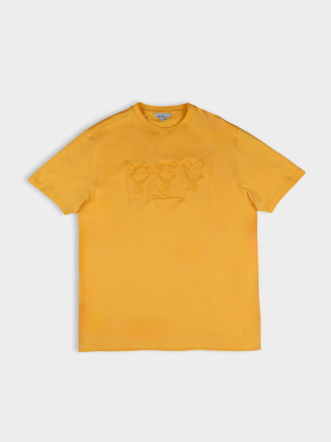 Ben Sherman Trio Embossed Bears T-shirt in Banana yellow, flat lay front product shot