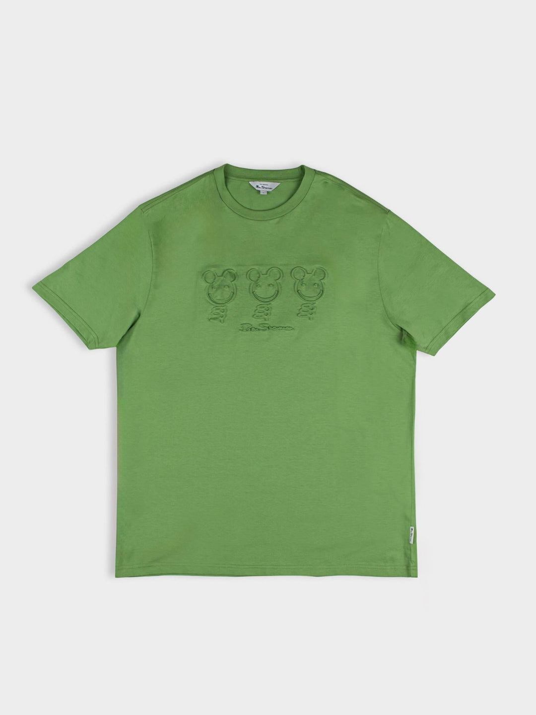 Ben Sherman Trio Embossed Bears T-shirt in Piquant Green, flat lay front product shot