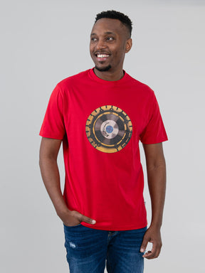 Ben Sherman Turn It Up Tee in Red – men's music-inspired graphic t-shirt with retro vinyl record print