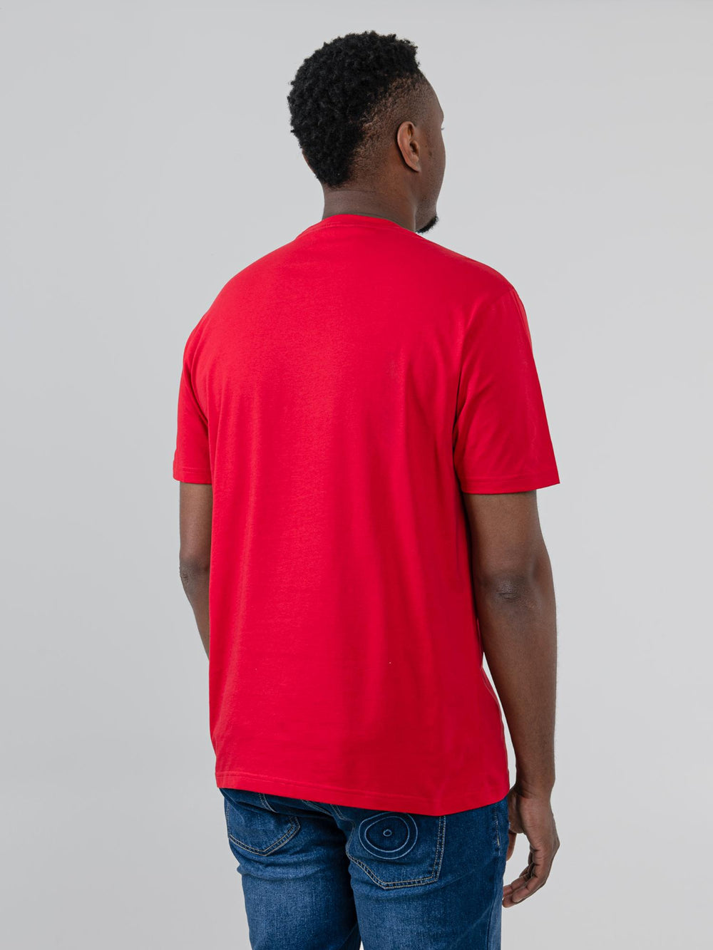 Ben Sherman Turn It Up Tee in Red – back view of men's red cotton graphic t-shirt with clean cut and relaxed fit