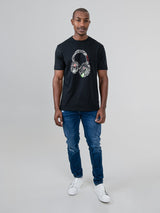 Typography Headphones Tee - Black
