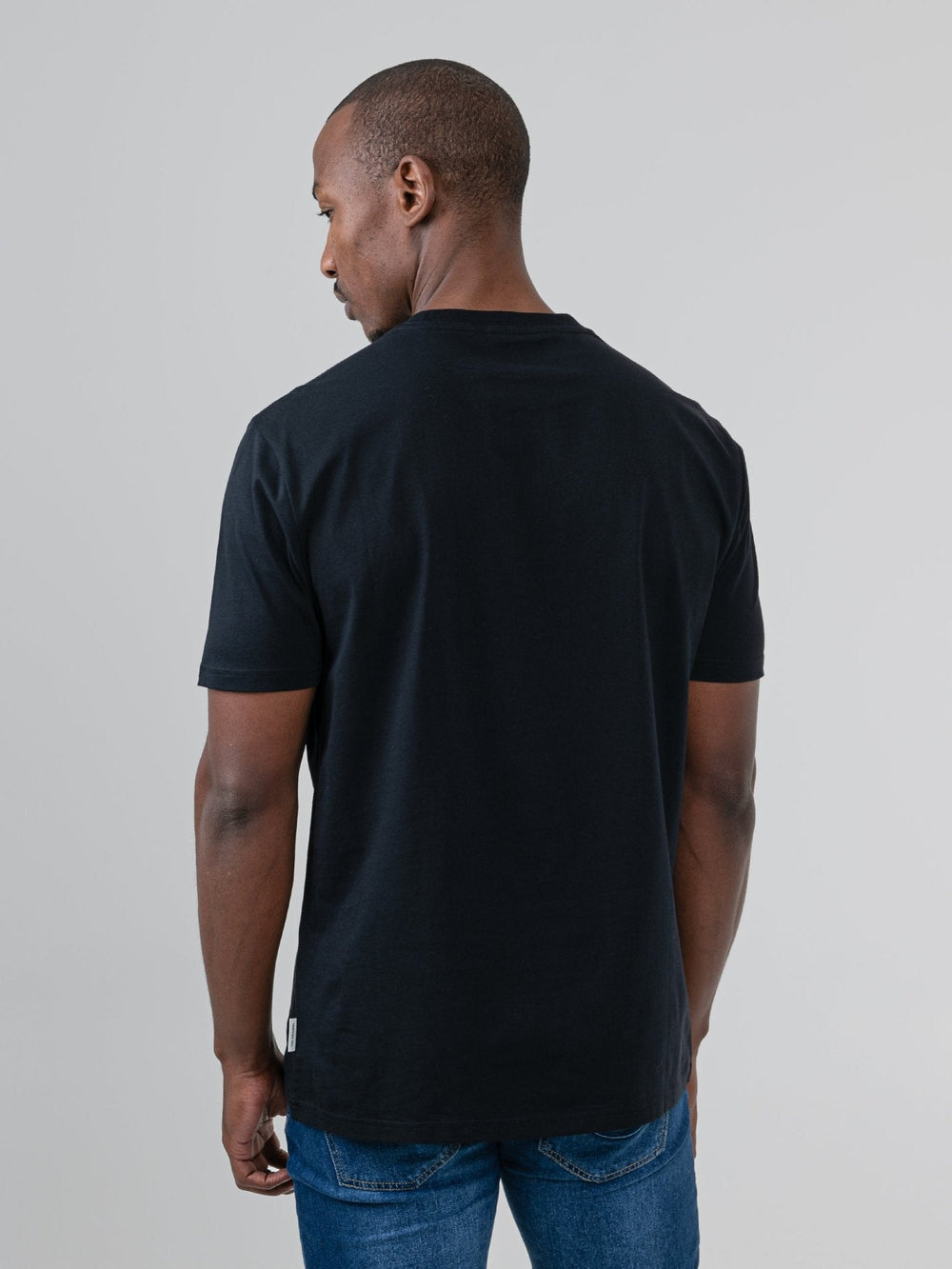 Ben Sherman Typography Headphones T-Shirt in Black - back view on male model