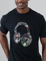 Typography Headphones Tee - Black